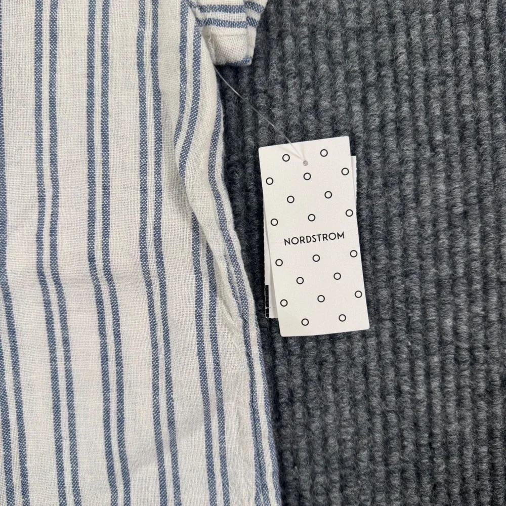 Nordstrom Baby Linen Blend Stripe Romper Blue White‎ 6M NWT Coastal 960